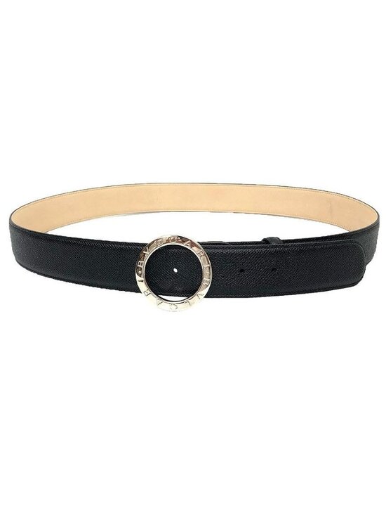 Bvlgari Belt Man Buckle Black Silver 110 44 BB
